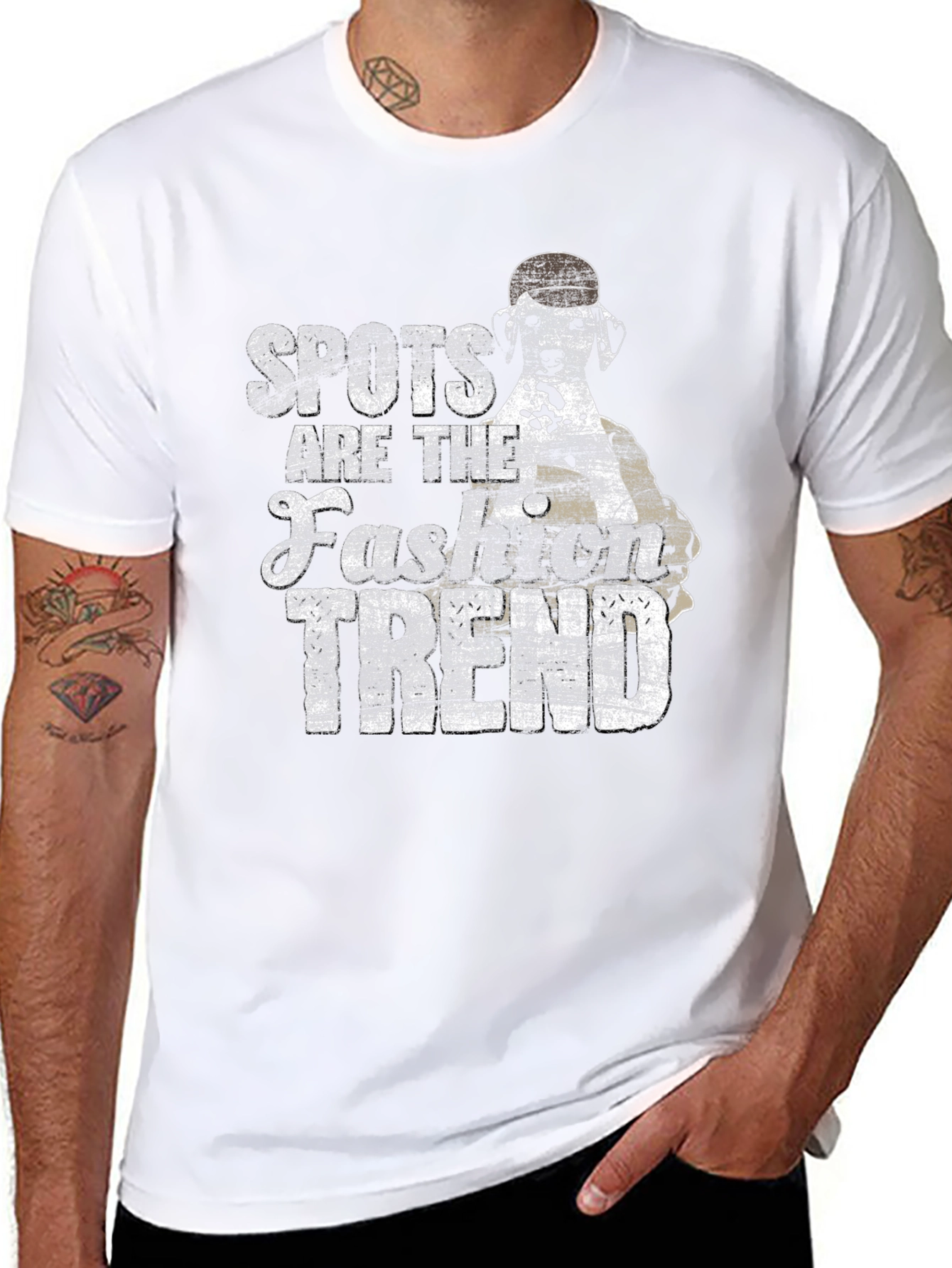 Spots Fashion Trend Black Cotton Graphic T-Shirt