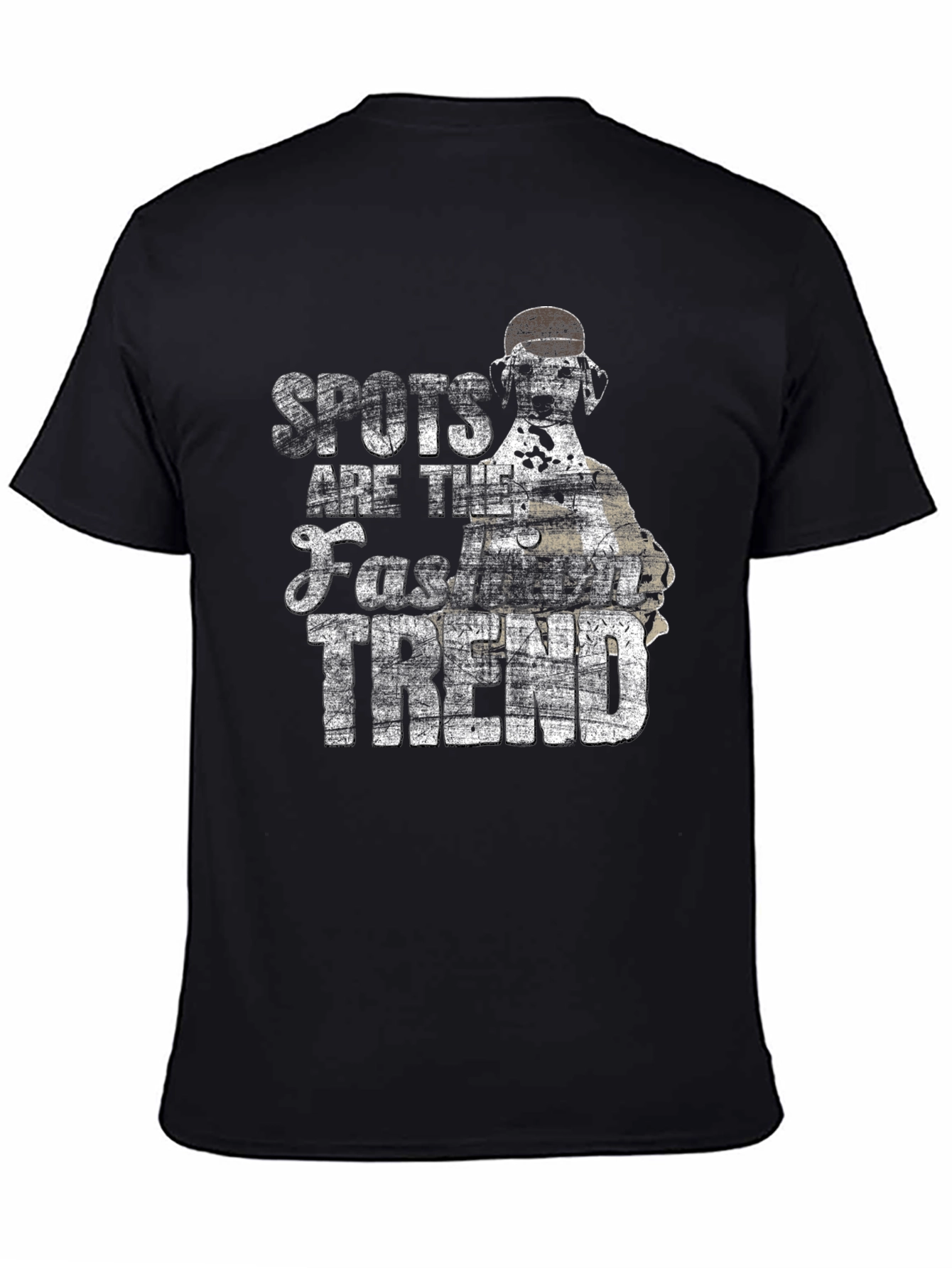 Spots Fashion Trend Black Cotton Graphic T-Shirt