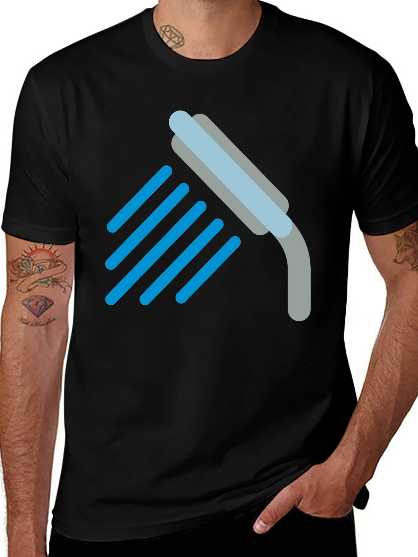 Shower Icon Black T-Shirt - Clean Comfort