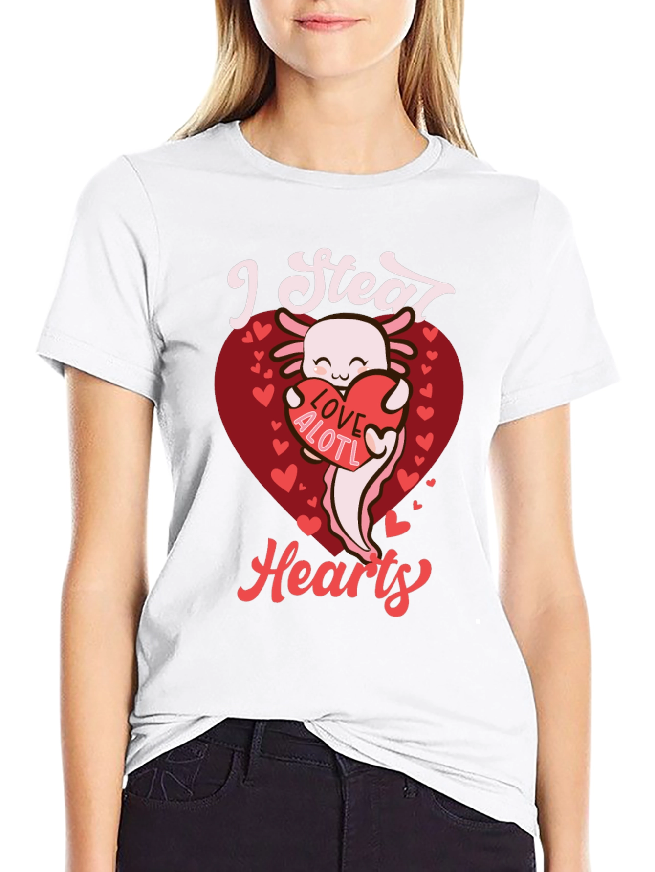 I Steal Hearts Axolotl Valentines Day Graphic Tee