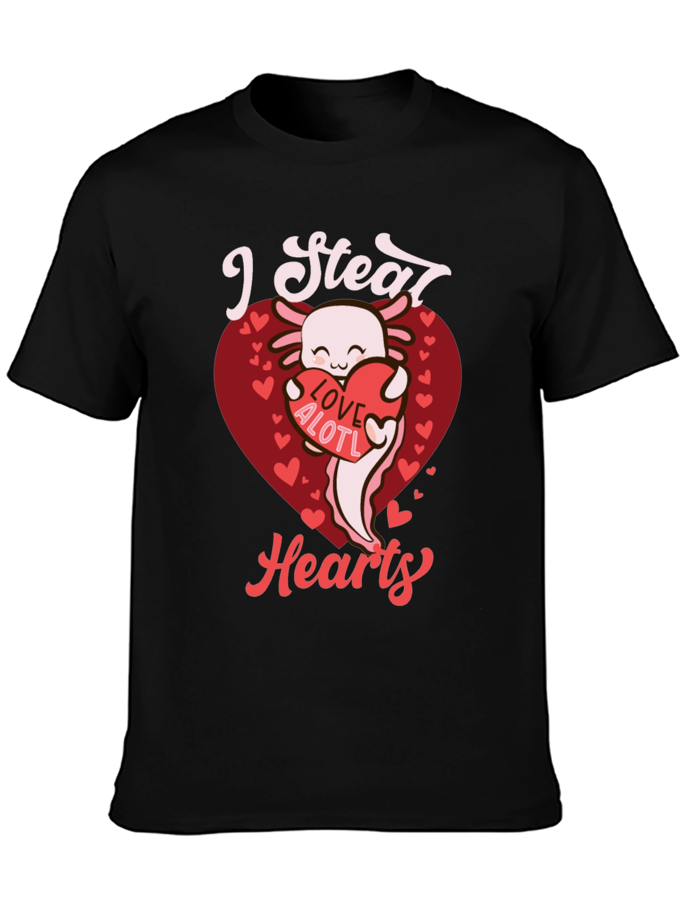 I Steal Hearts Axolotl Valentines Day Graphic Tee