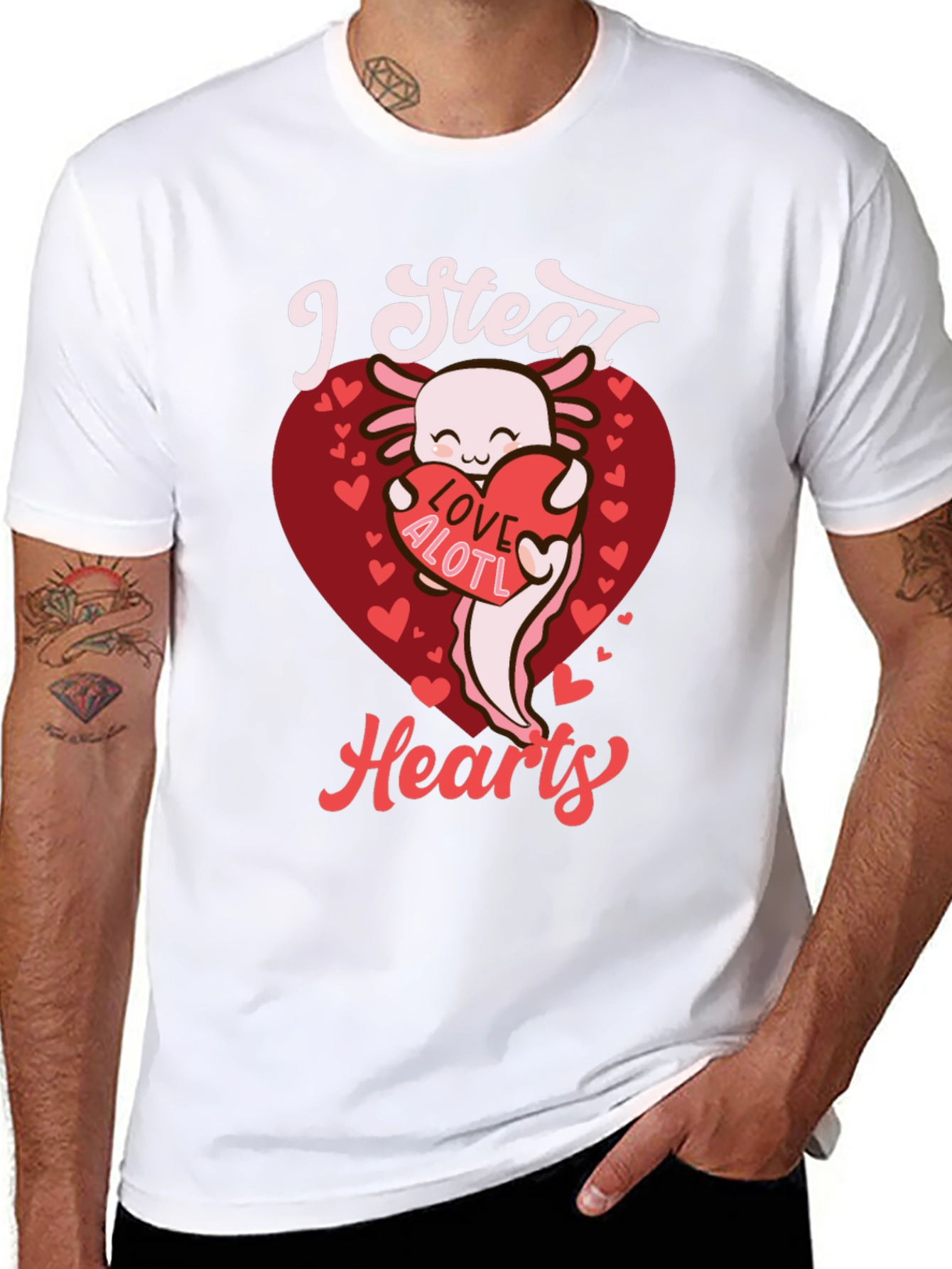 I Steal Hearts Axolotl Valentines Day Graphic Tee