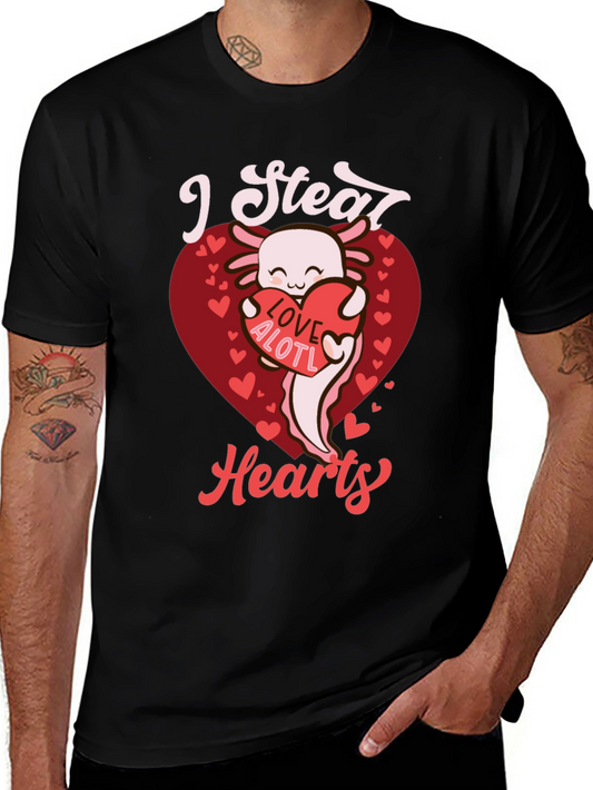 I Steal Hearts Axolotl Valentines Day Graphic Tee