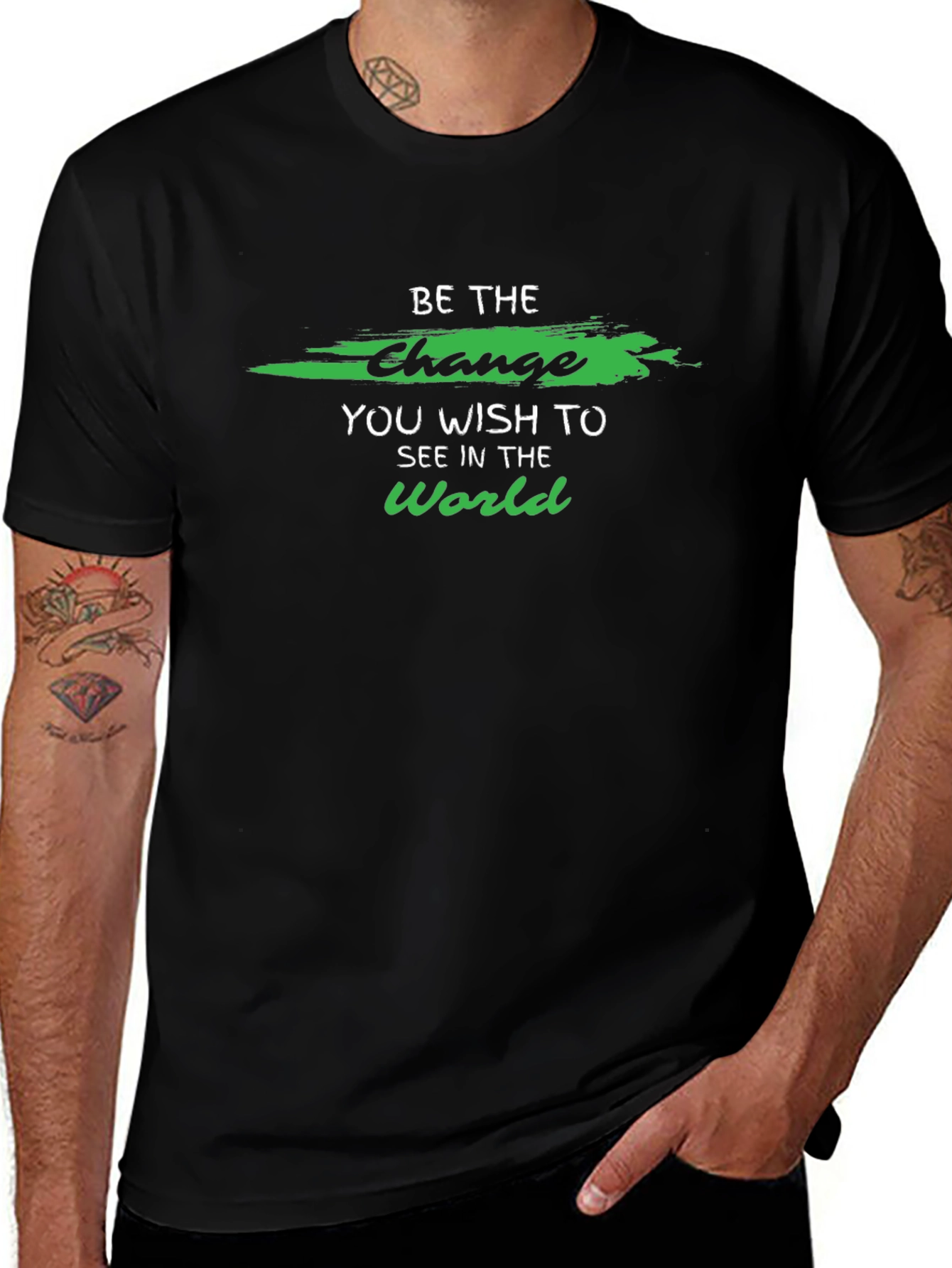 Be the Change Graphic Tee - Motivational Black T-Shirt