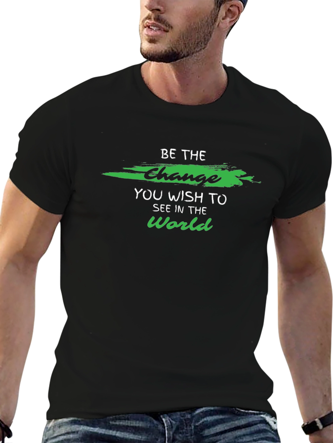 Be the Change Graphic Tee - Motivational Black T-Shirt