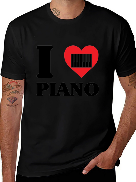 I Love Piano Graphic T-Shirt - Music Lover Tee