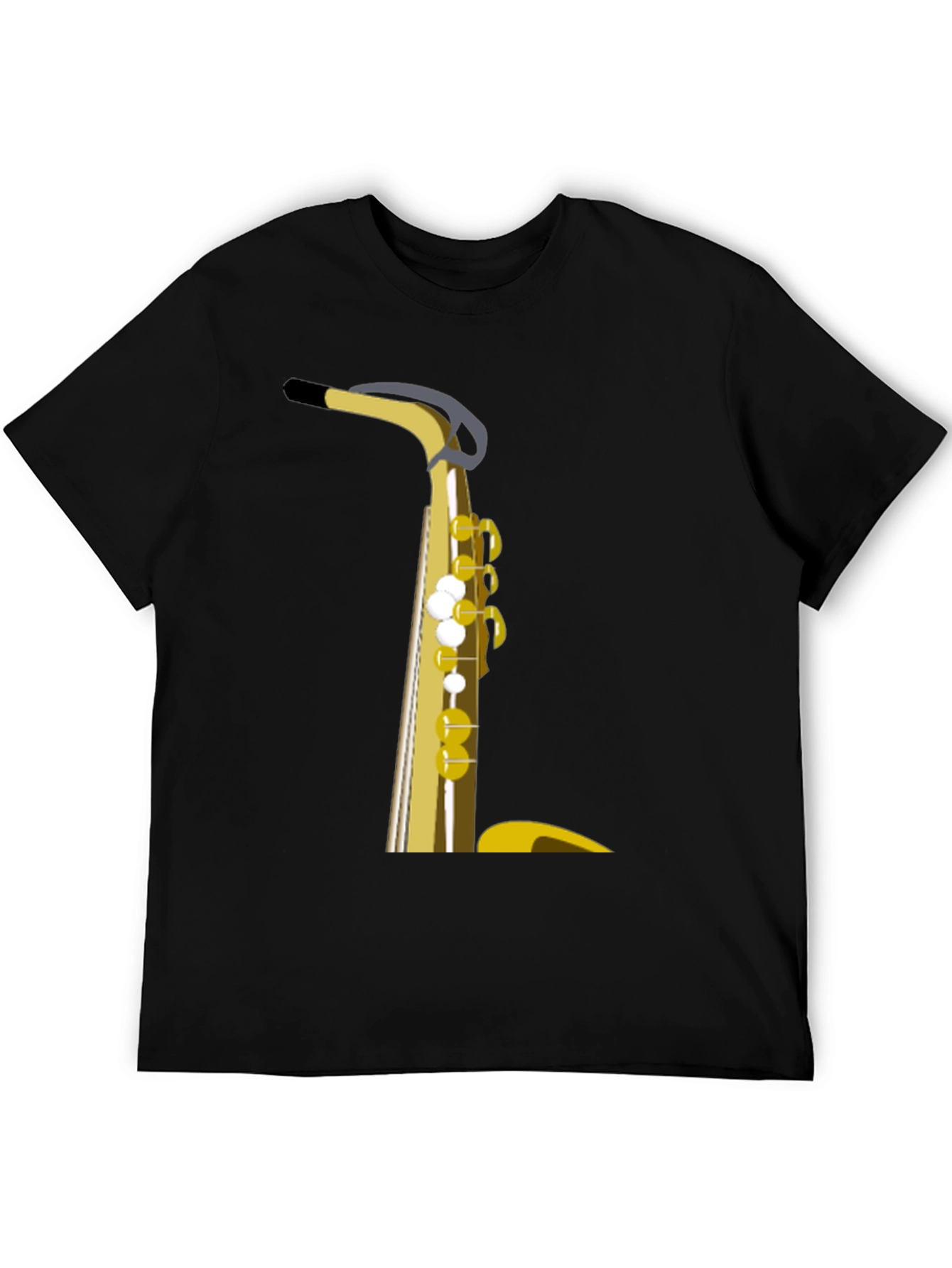 Saxophone Graphic Tee - Black Cotton Casual Wear