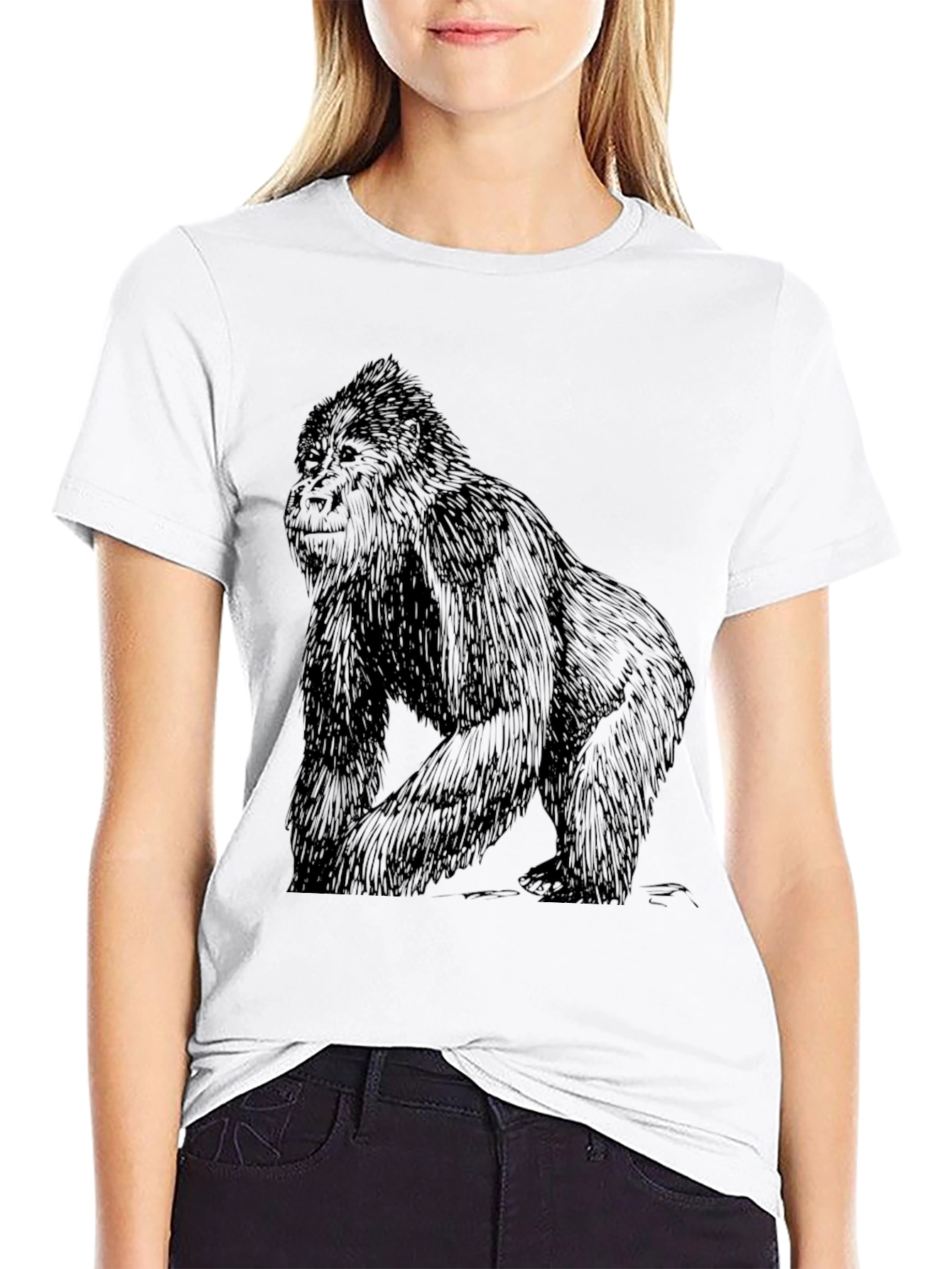 Cool Gorilla Graphic Print Black T-Shirt
