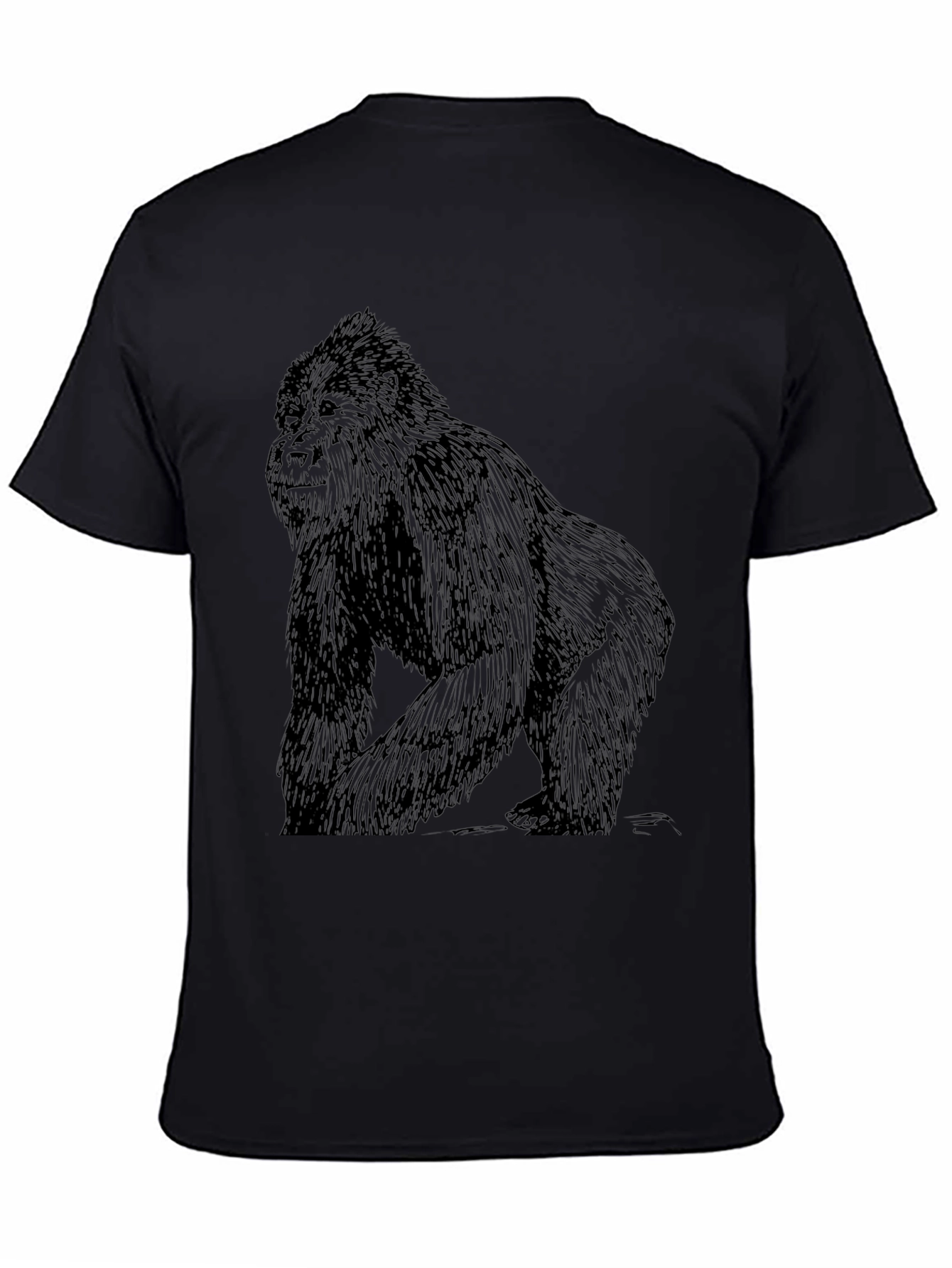 Cool Gorilla Graphic Print Black T-Shirt