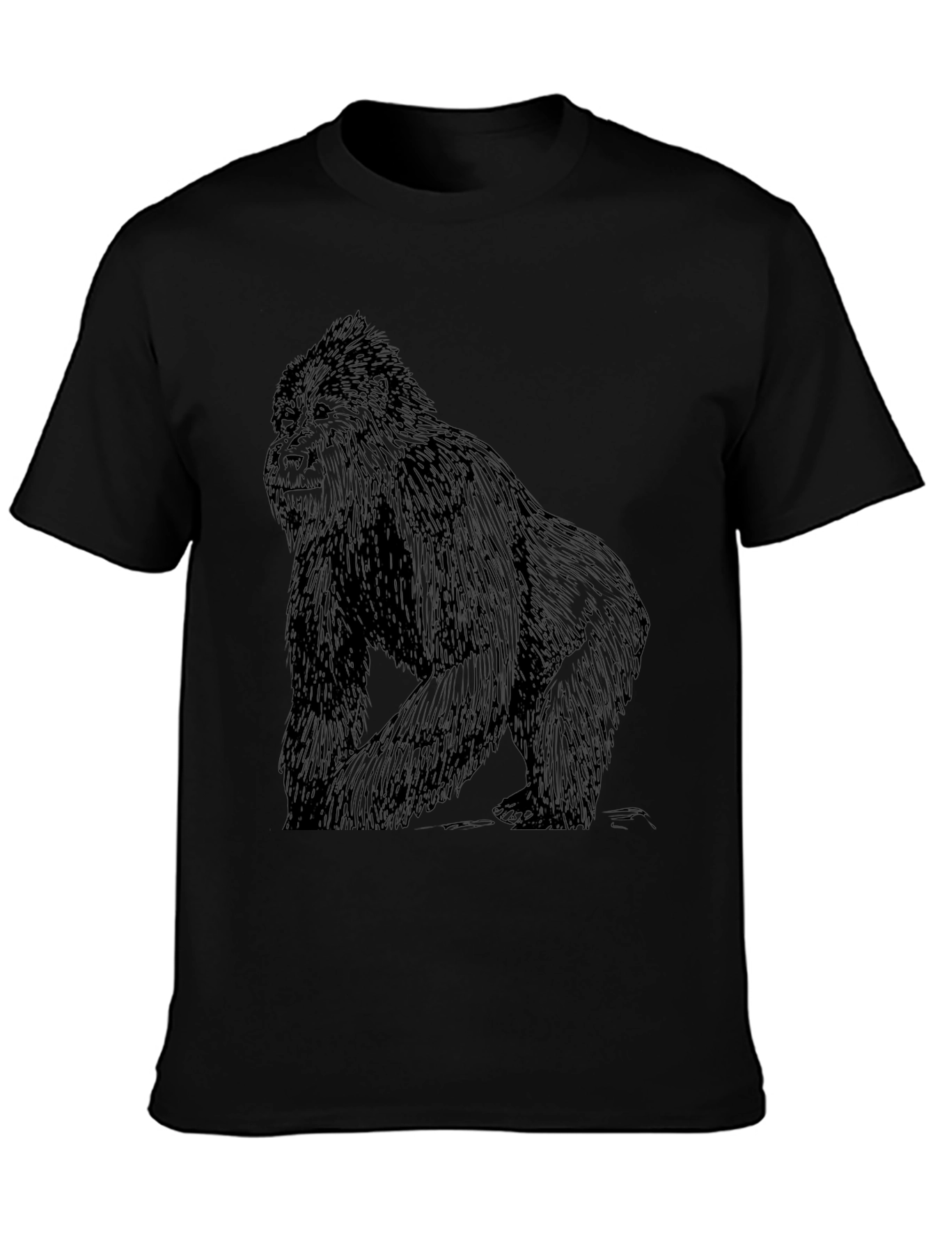 Cool Gorilla Graphic Print Black T-Shirt