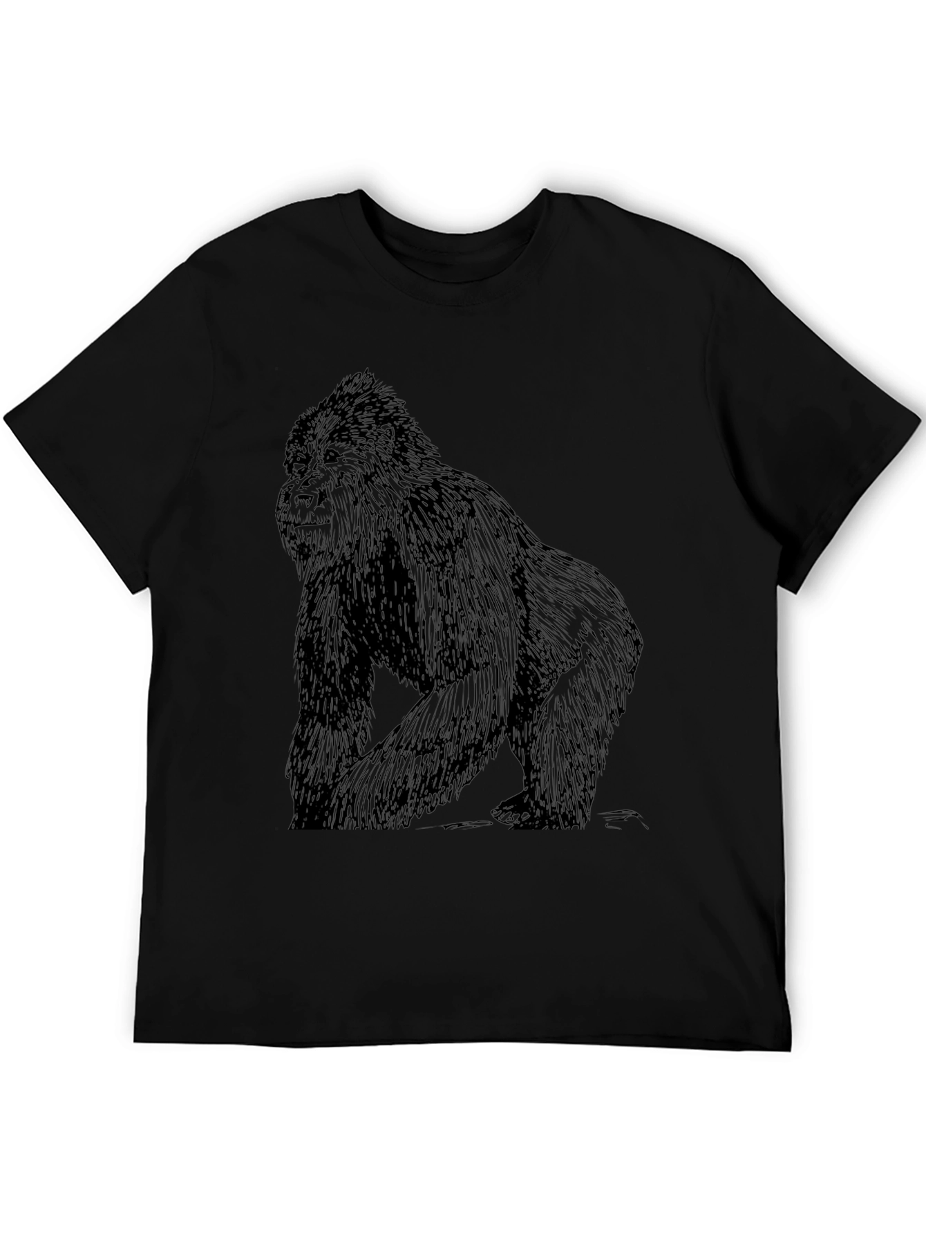 Cool Gorilla Graphic Print Black T-Shirt