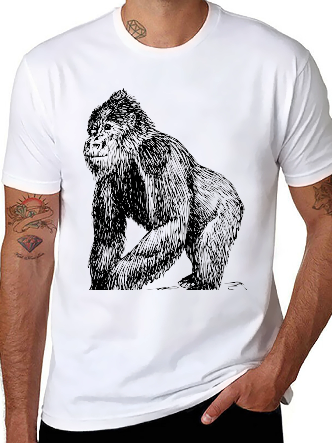 Cool Gorilla Graphic Print Black T-Shirt