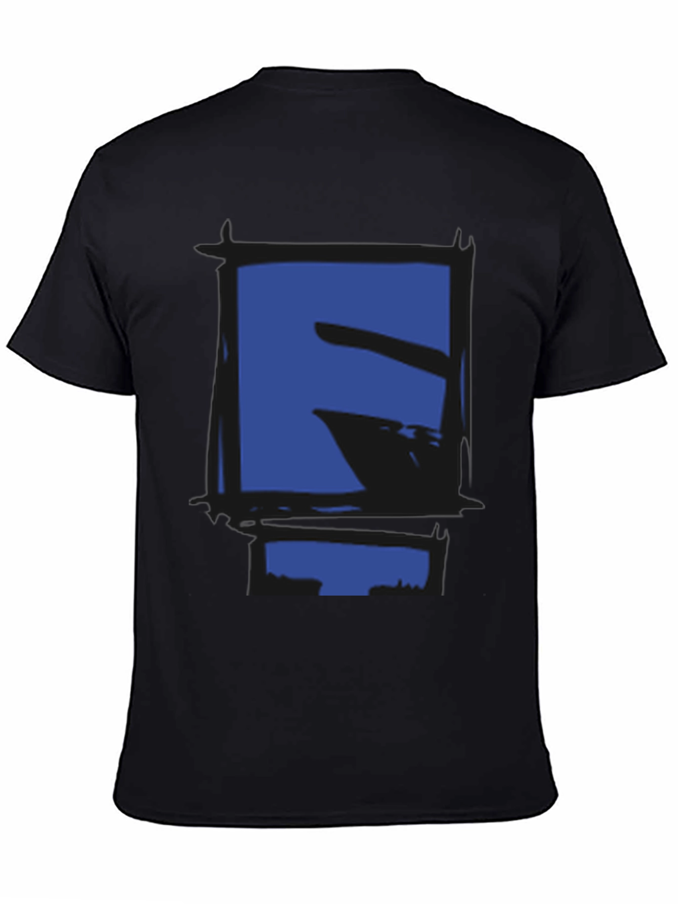 Abstract Geometric Graphic Print Black T-Shirt