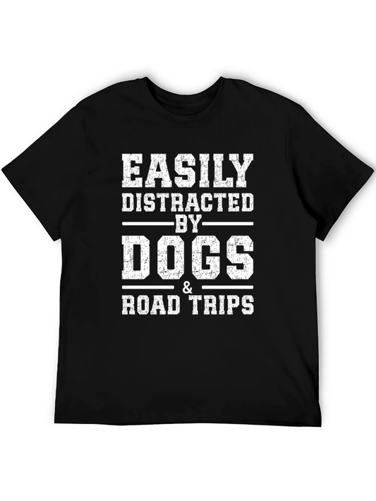 Easily Distracted By Dogs & Road Trips Graphic T-Shirt