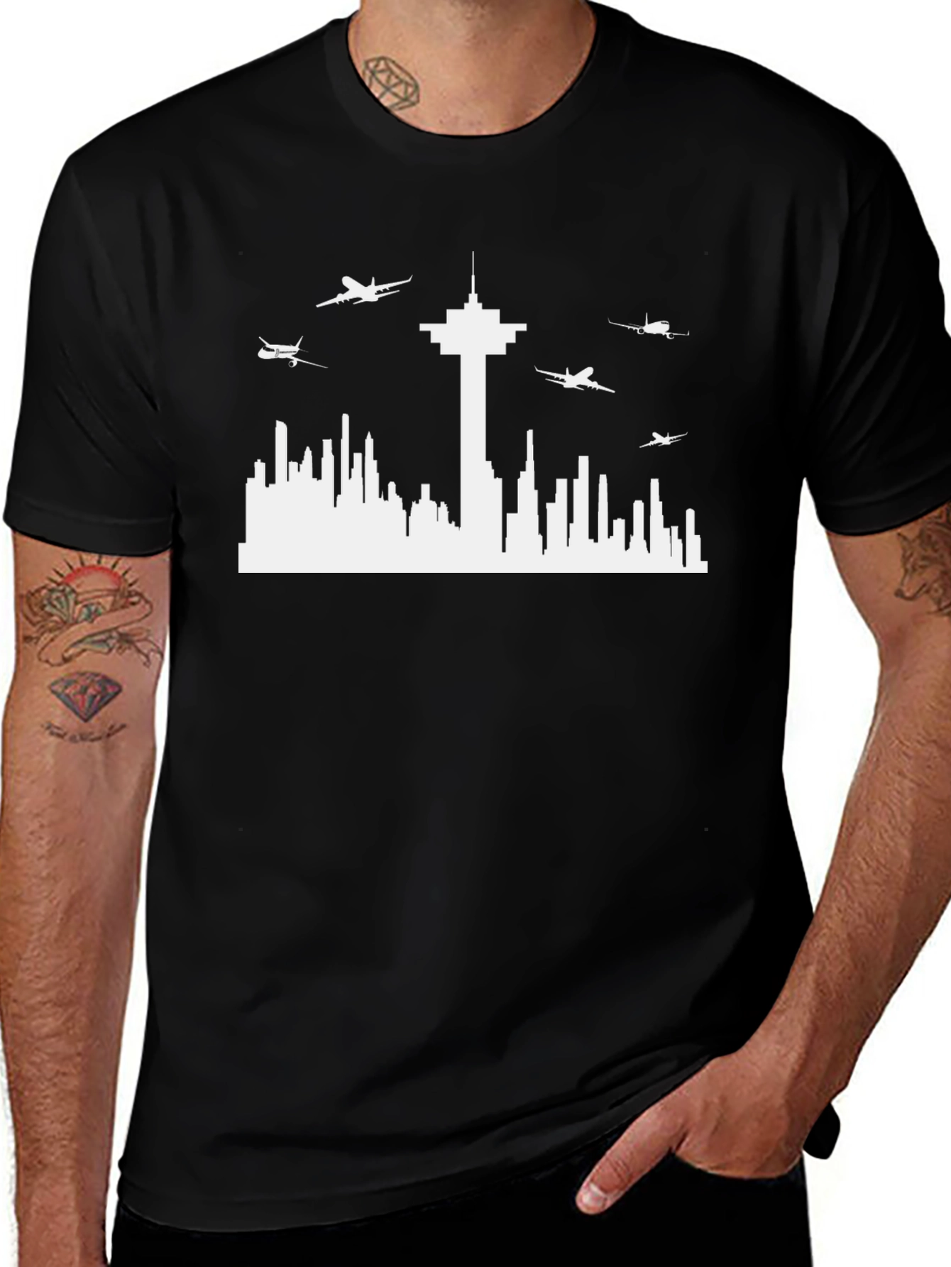 City Skyline Black Tee