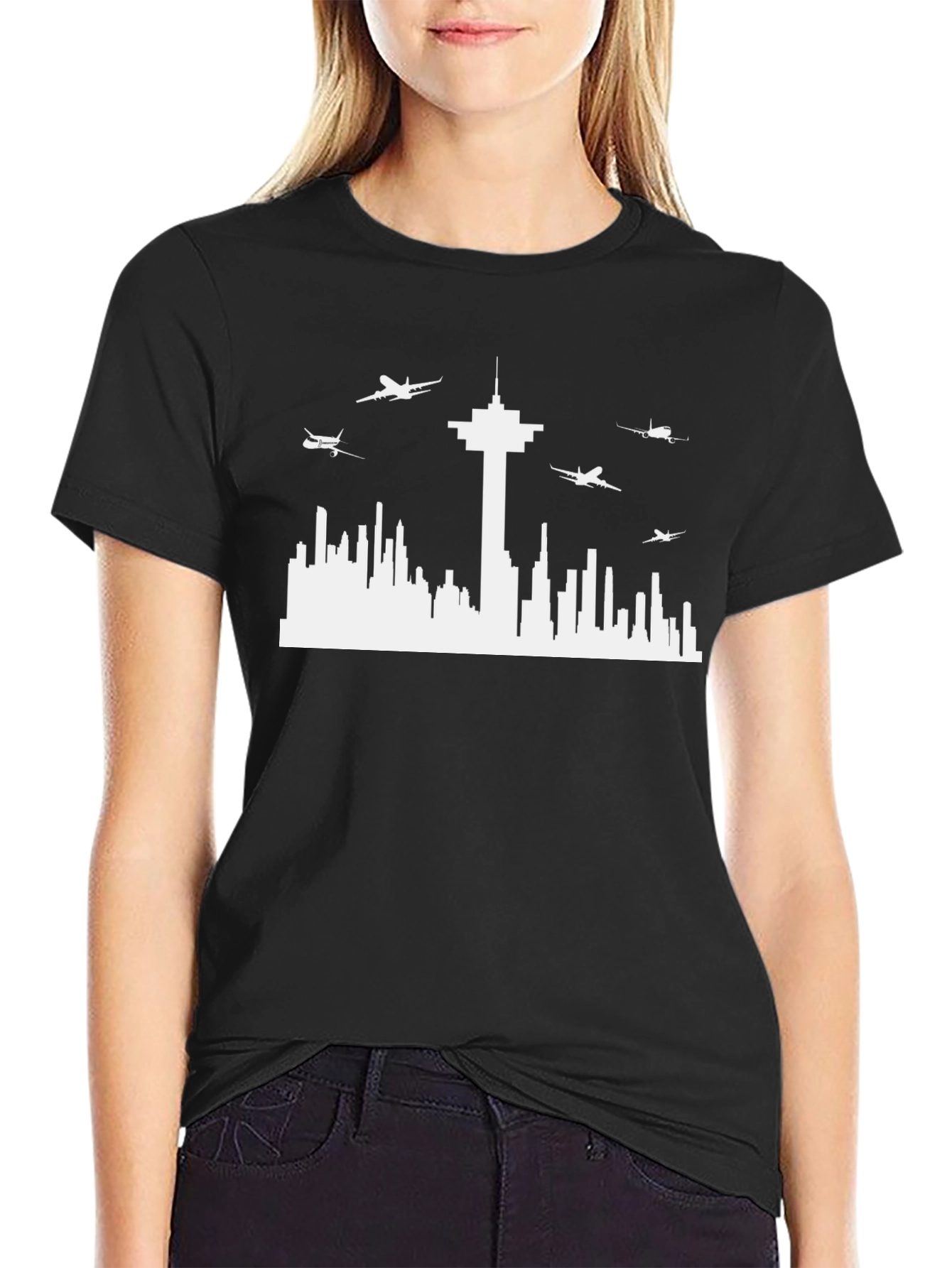 City Skyline Black Tee