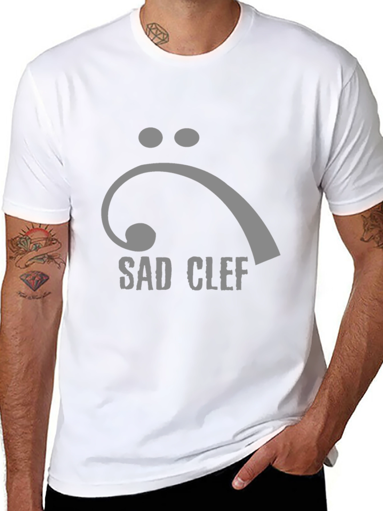 Sad Clef Black Graphic T-Shirt