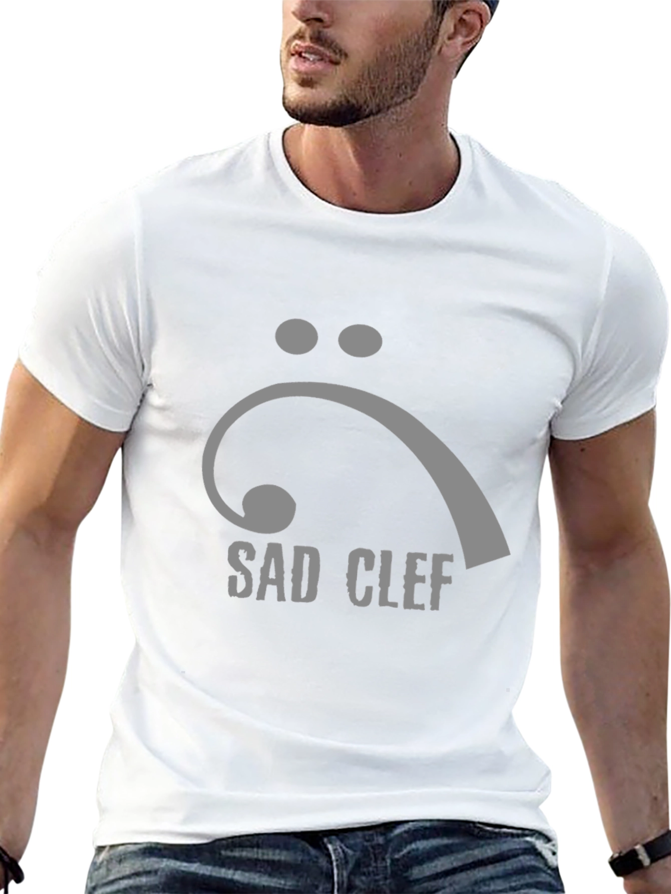Sad Clef Black Graphic T-Shirt