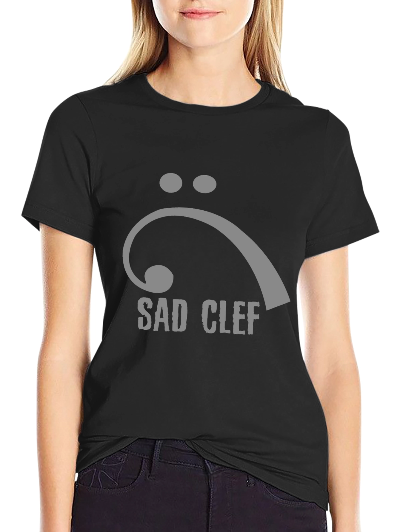 Sad Clef Black Graphic T-Shirt