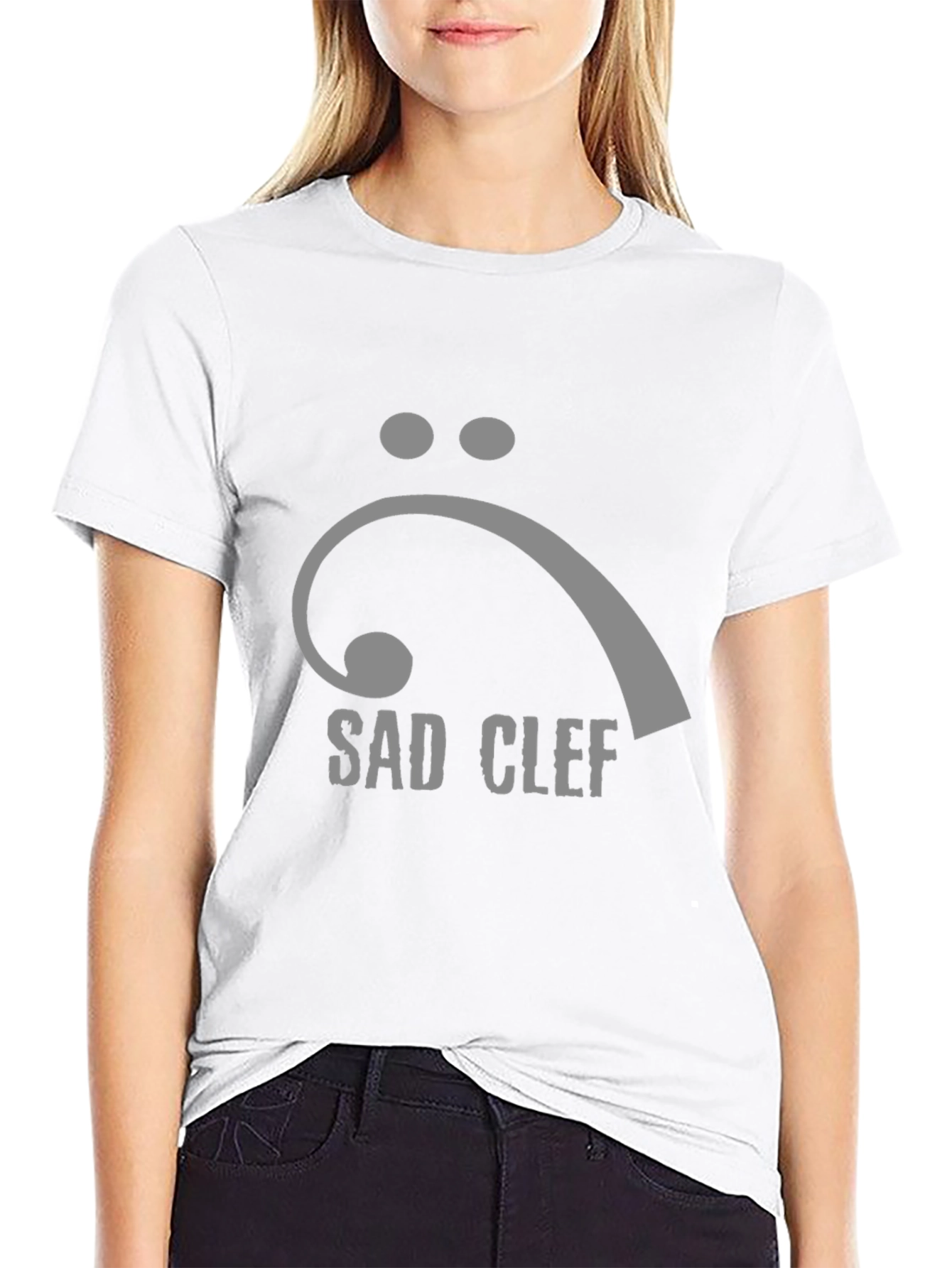 Sad Clef Black Graphic T-Shirt