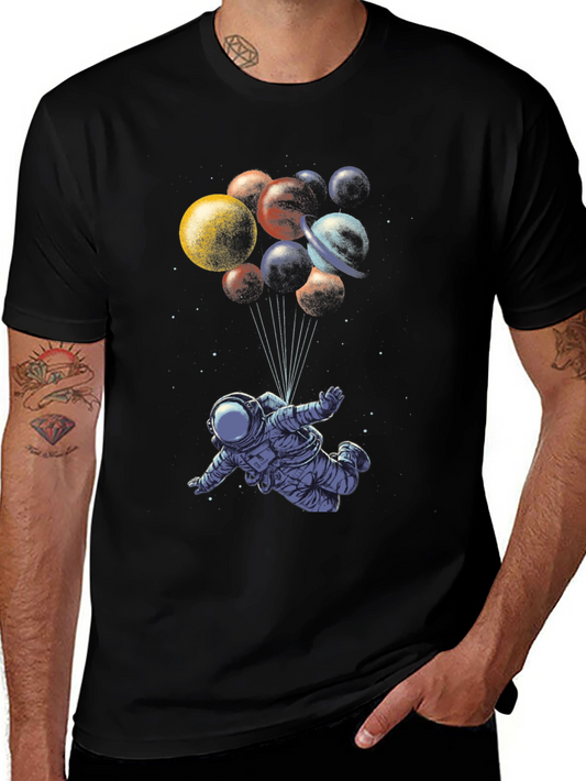 Astronaut in Space T-Shirt - Planet Balloons Graphic Tee