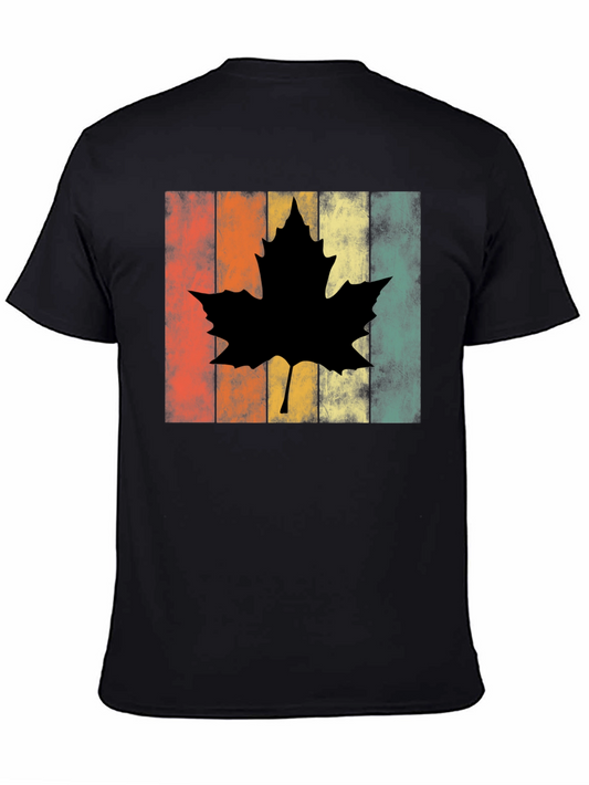 Retro Maple Leaf Graphic Tee - Black