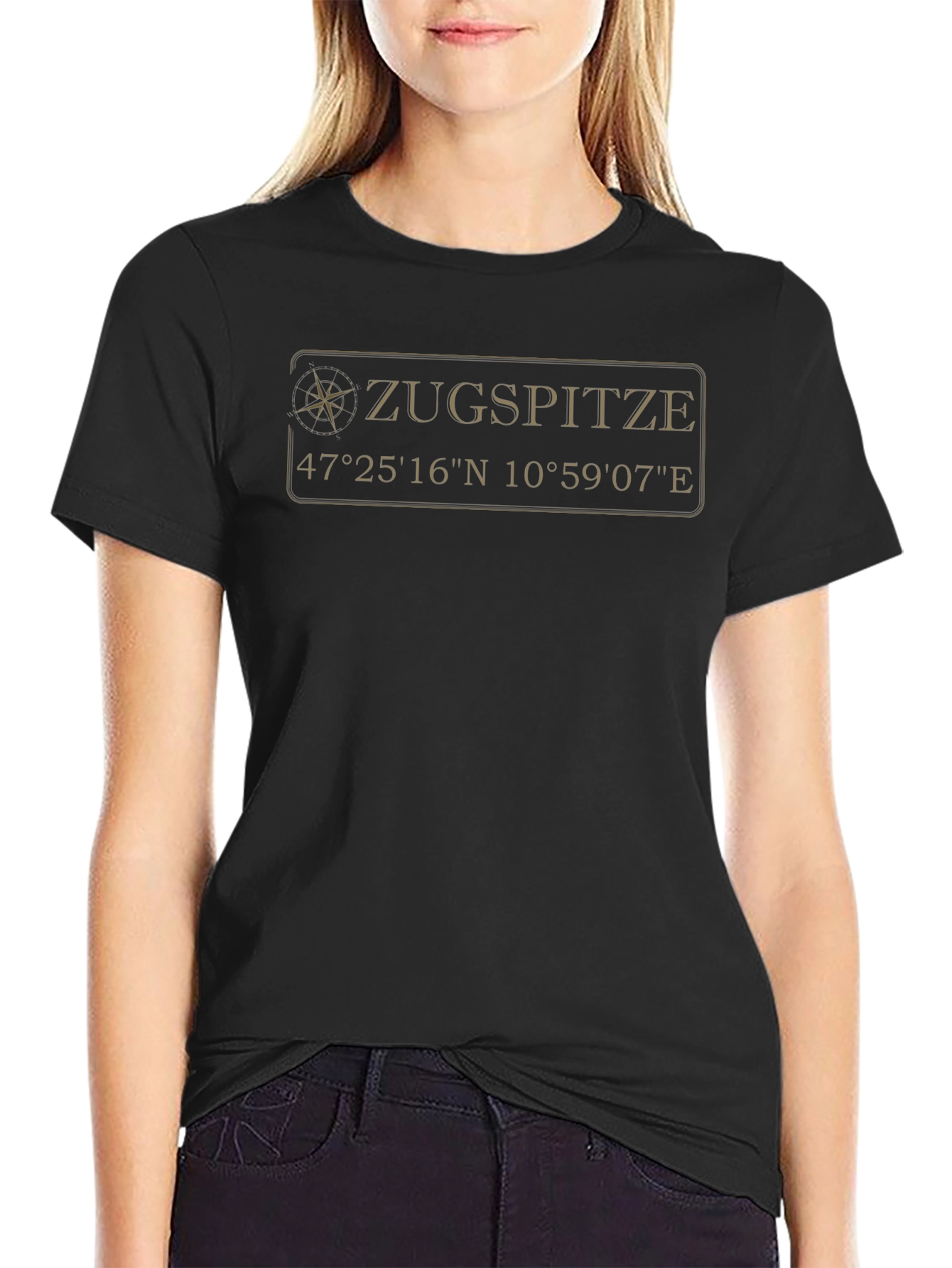 Zugspitze Coordinates Black T-Shirt