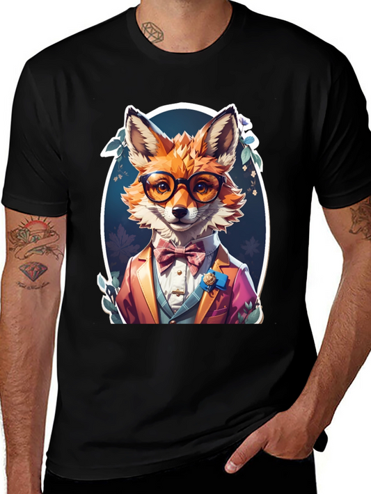 Fox Gentleman T-Shirt - Stylish Animal Graphic Tee