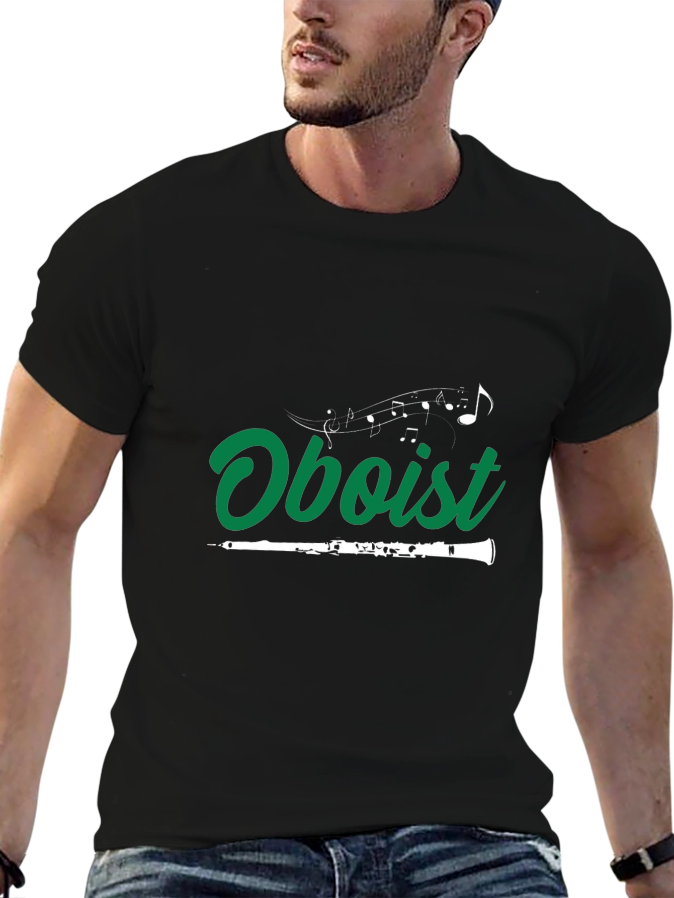 Oboist Music Notes Black T-Shirt