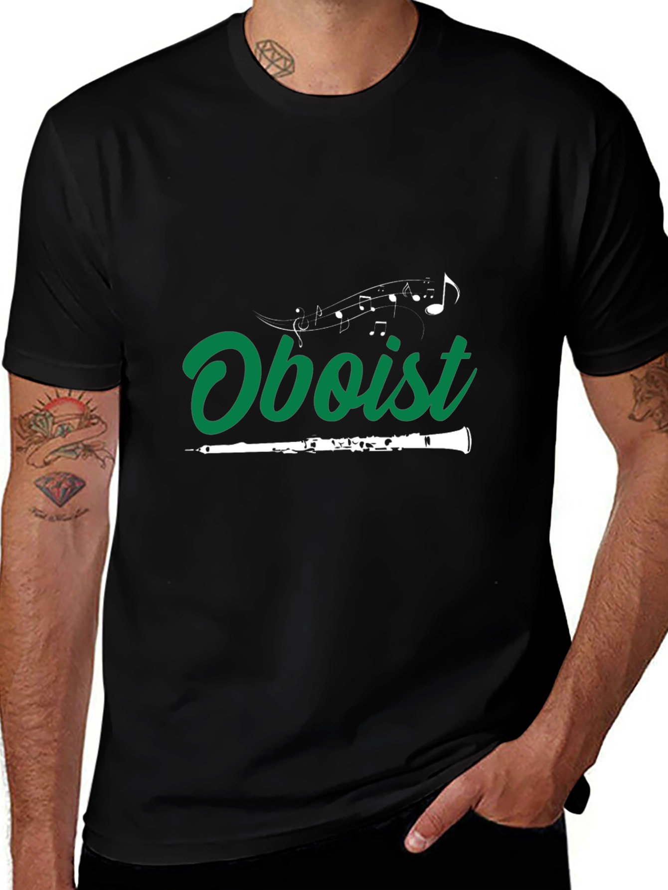 Oboist Music Notes Black T-Shirt