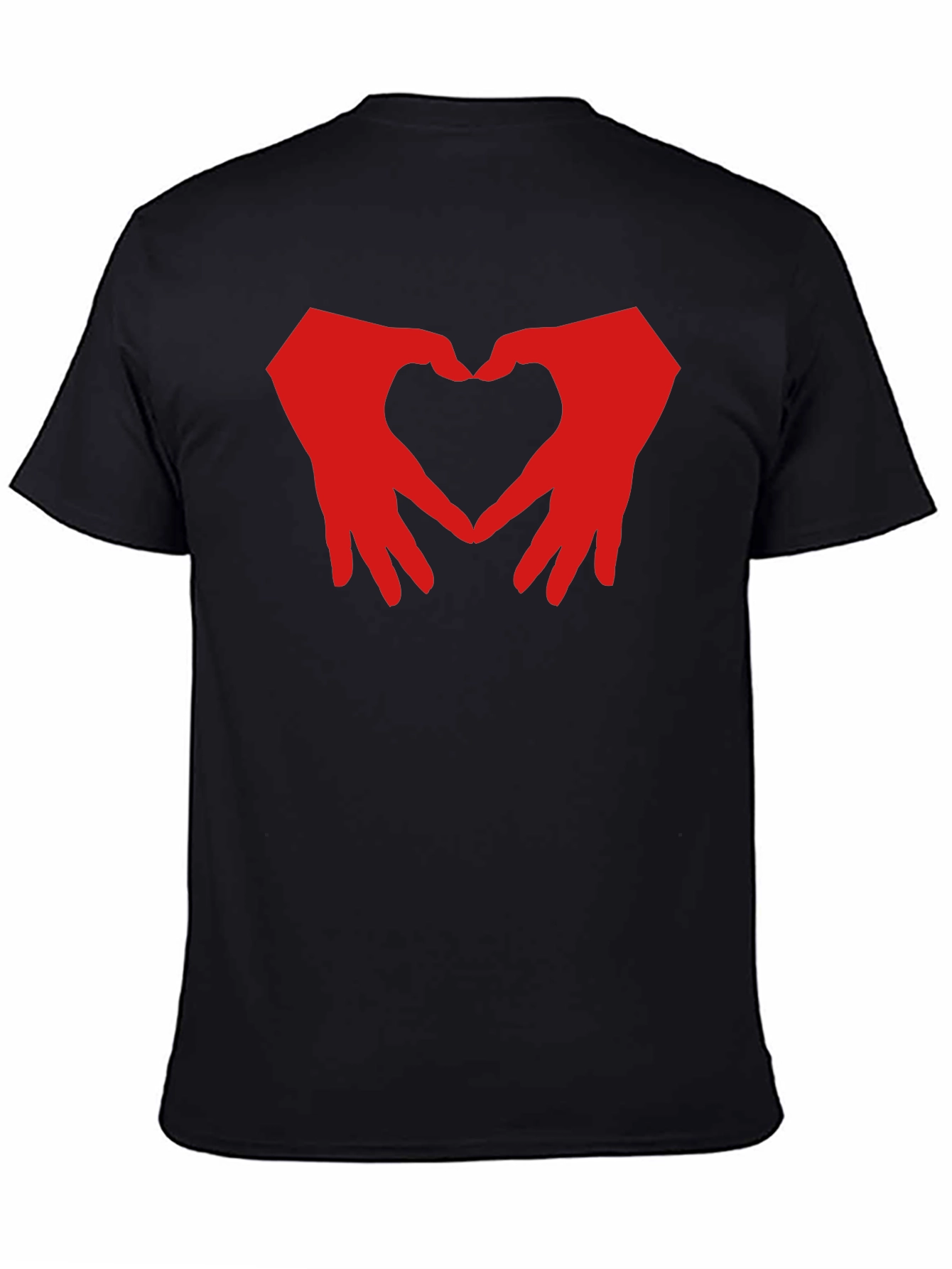 Heart Hands Graphic T-Shirt - Black Cotton Blend