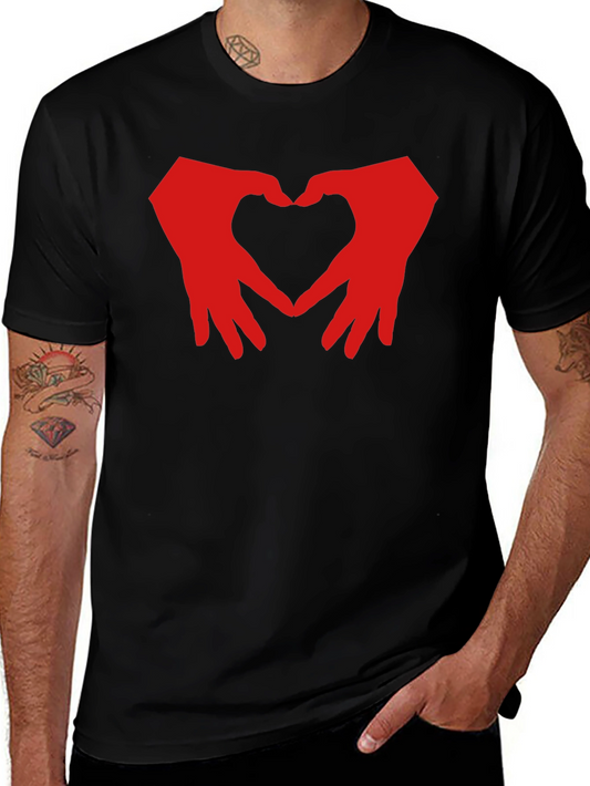 Heart Hands Graphic T-Shirt - Black Cotton Blend
