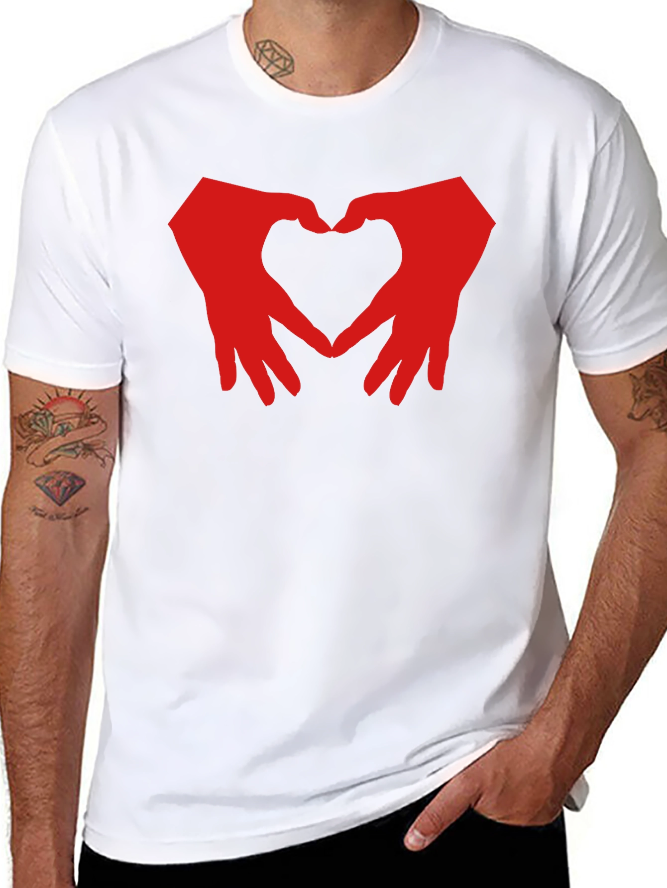 Heart Hands Graphic T-Shirt - Black Cotton Blend