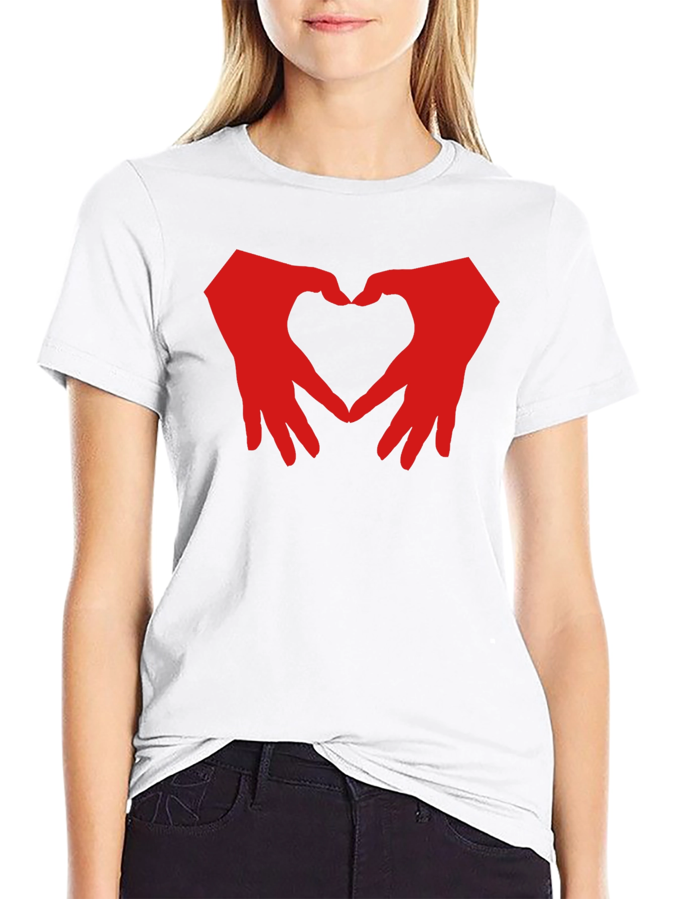 Heart Hands Graphic T-Shirt - Black Cotton Blend