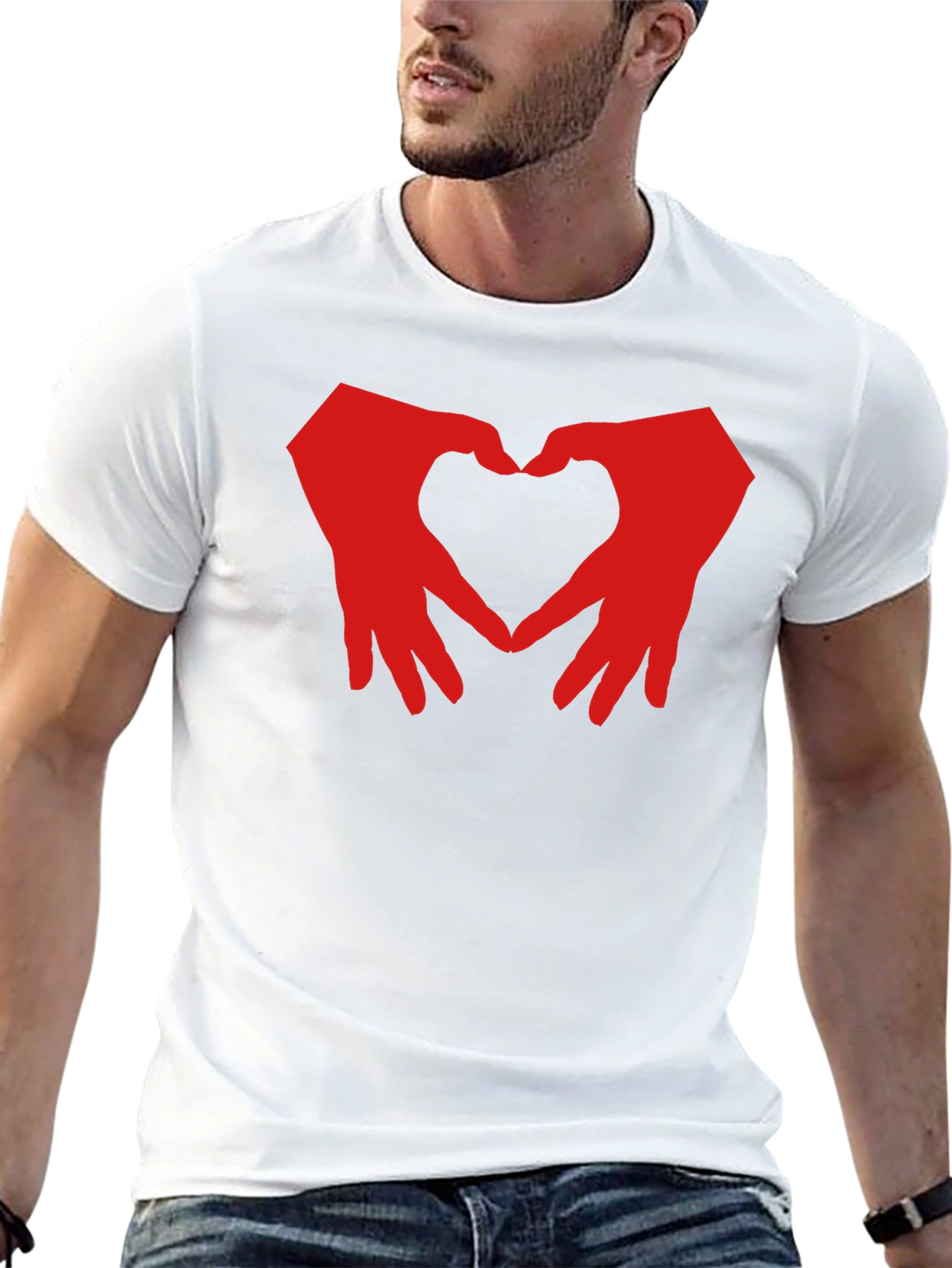 Heart Hands Graphic T-Shirt - Black Cotton Blend