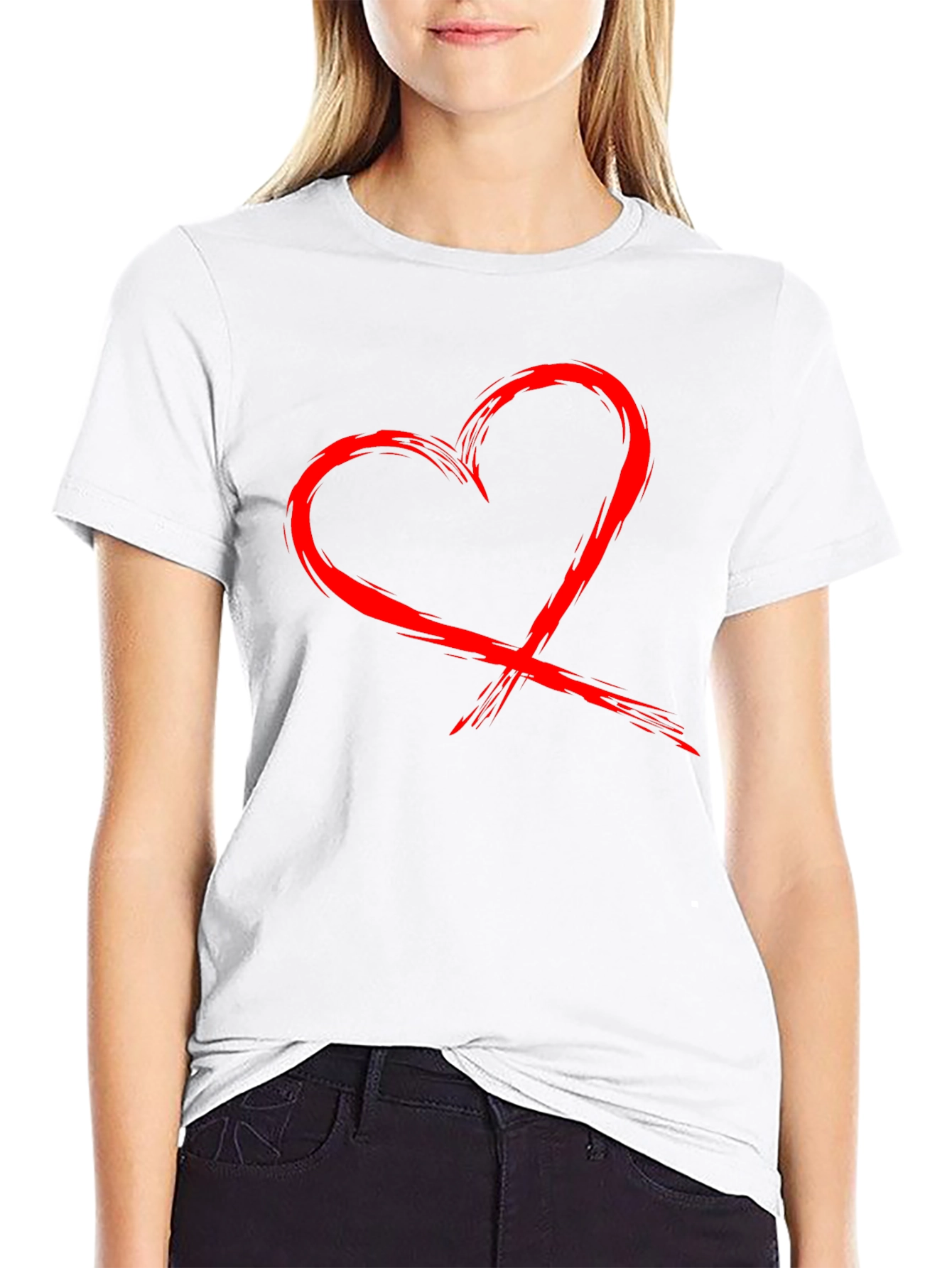 Red Heart Graphic Black T-Shirt