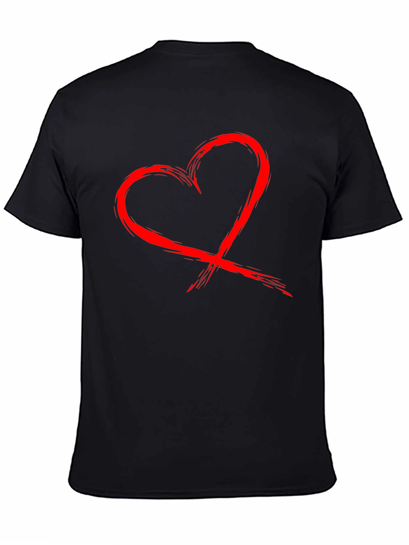 Red Heart Graphic Black T-Shirt