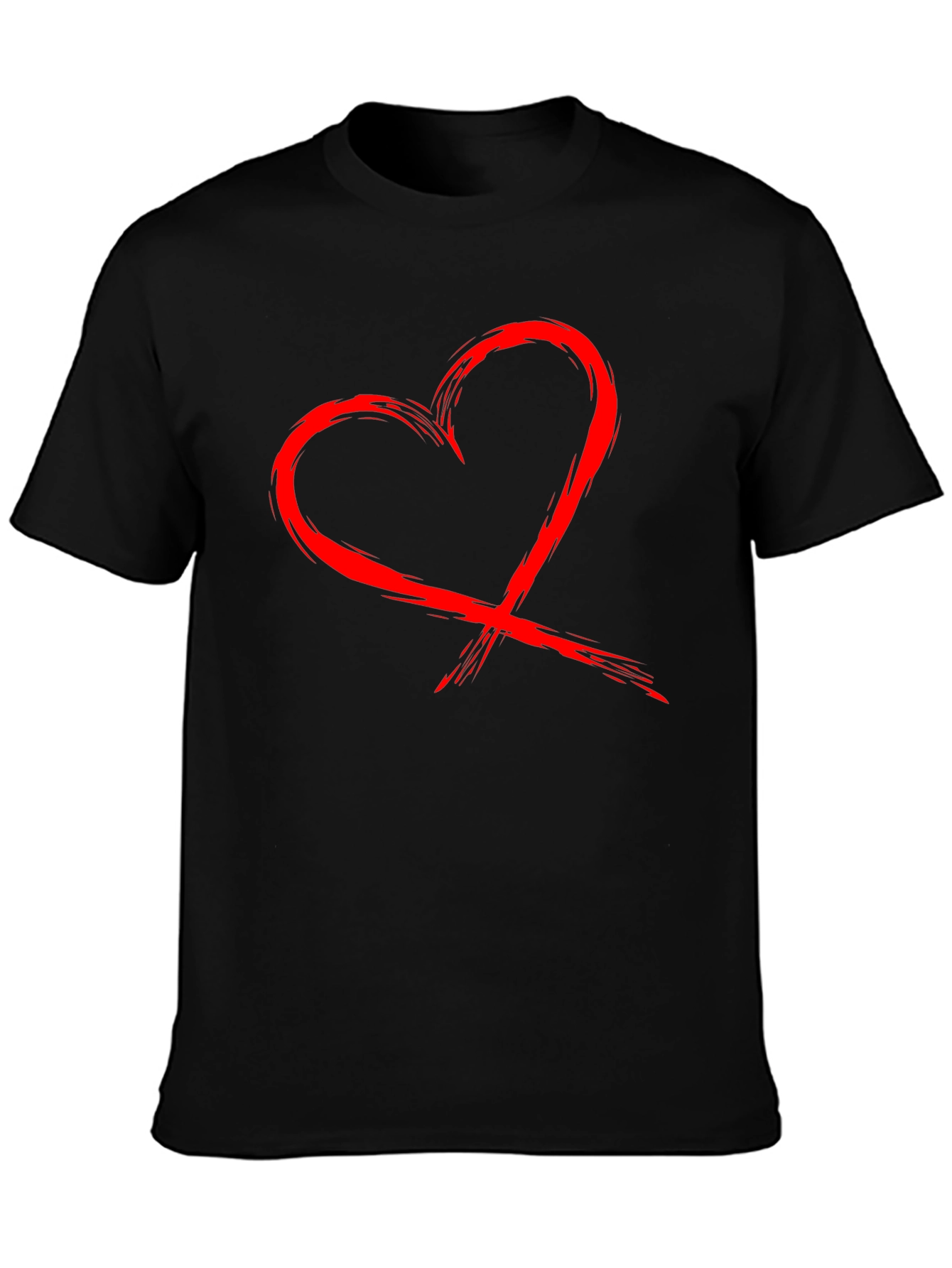 Red Heart Graphic Black T-Shirt
