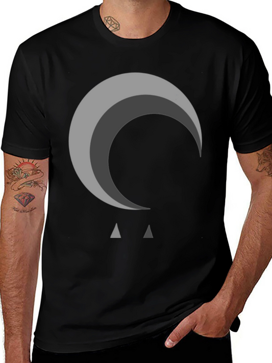 Abstract Moon Graphic Black T-Shirt