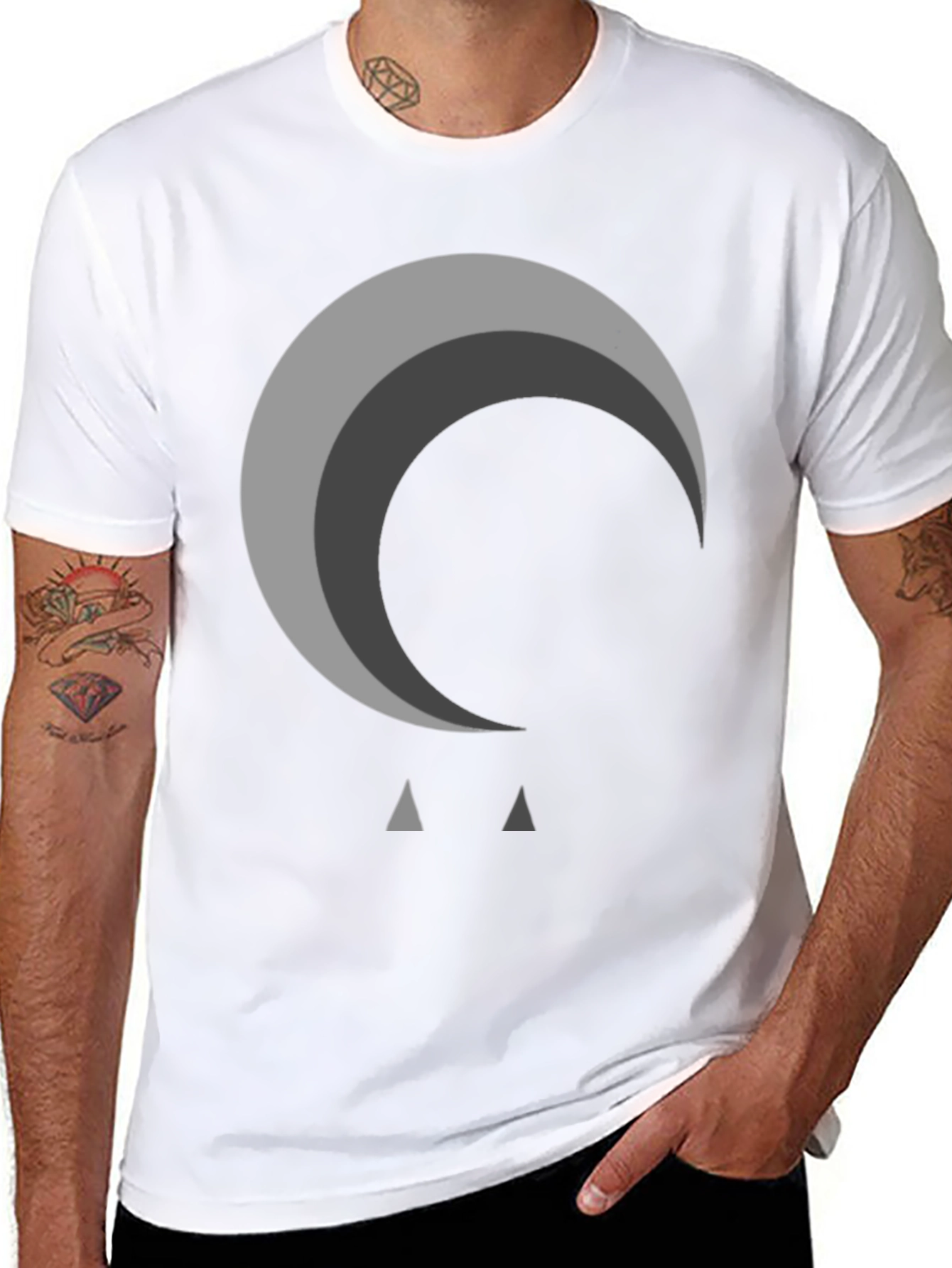 Abstract Moon Graphic Black T-Shirt