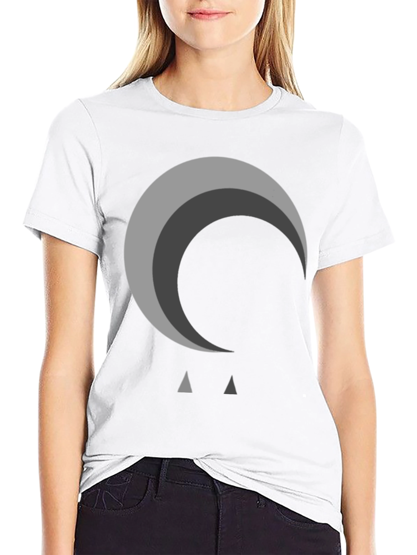 Abstract Moon Graphic Black T-Shirt