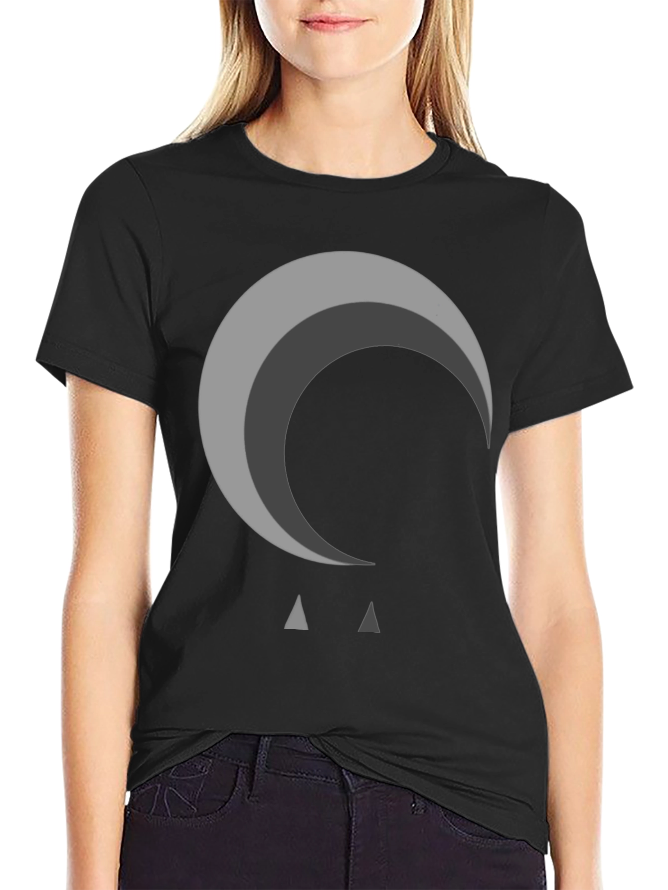 Abstract Moon Graphic Black T-Shirt