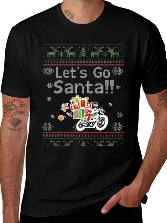 Lets Go Santa Motorcycle Christmas Tee