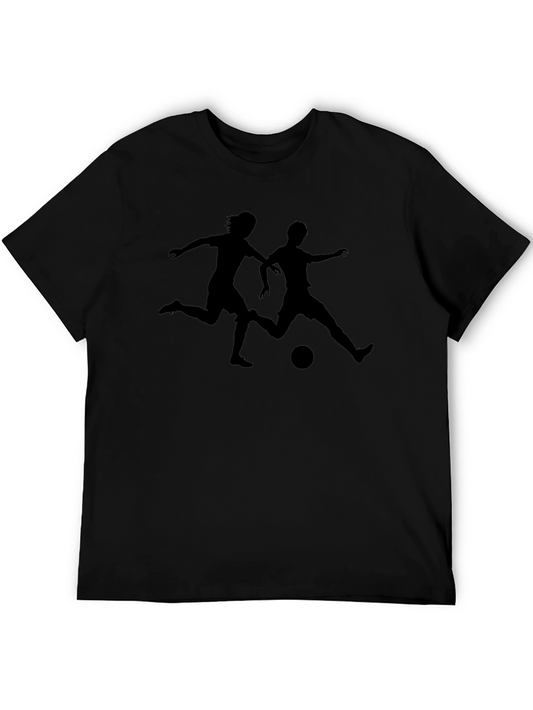 Soccer Players Graphic T-Shirt - Black