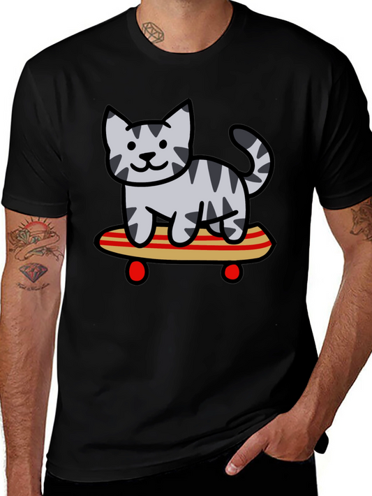 Skateboarding Cat Graphic Tee