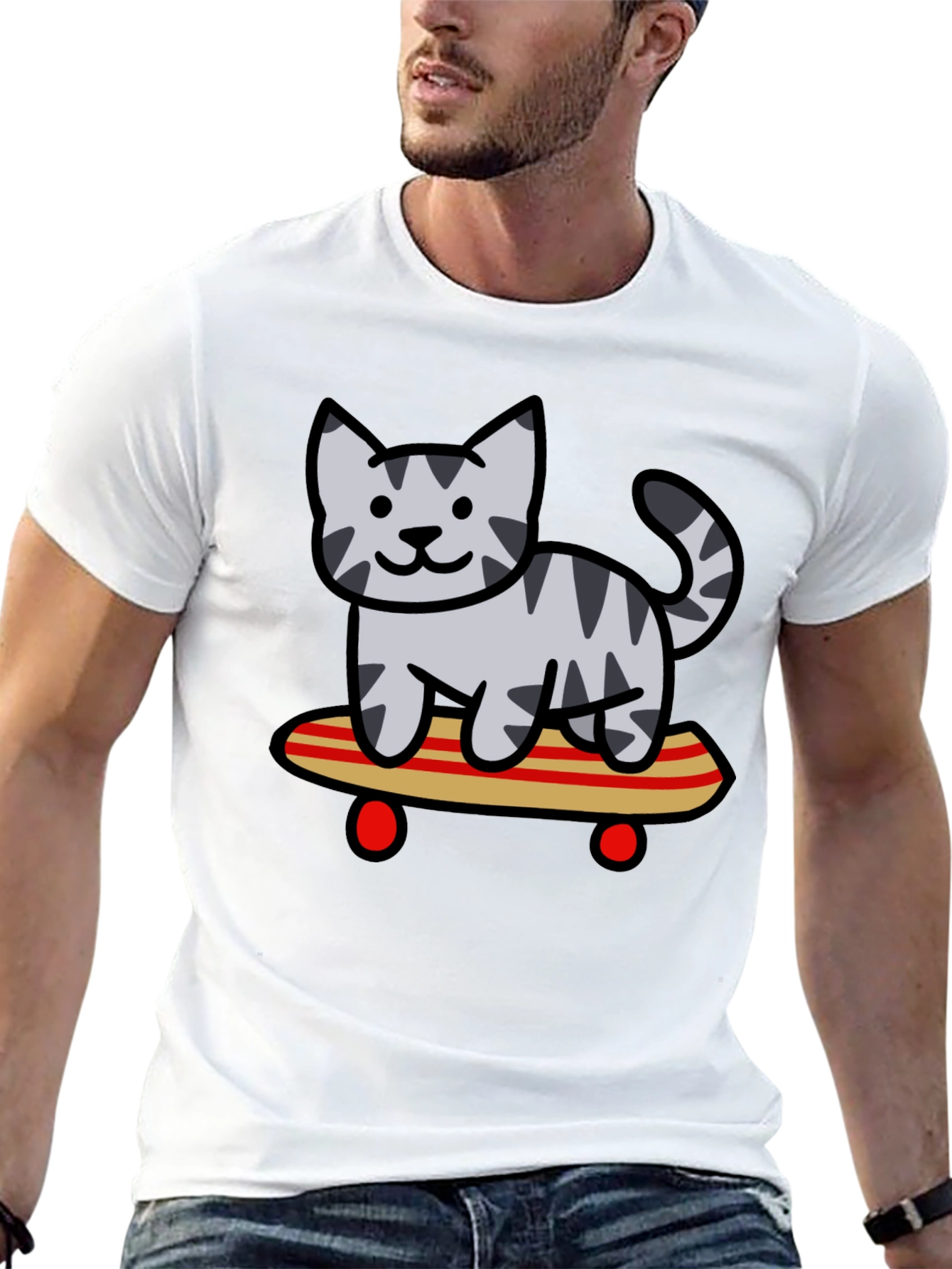 Skateboarding Cat Graphic Tee