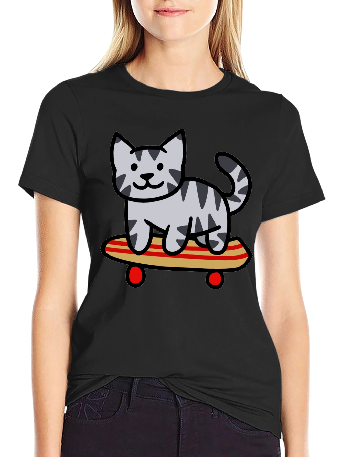 Skateboarding Cat Graphic Tee