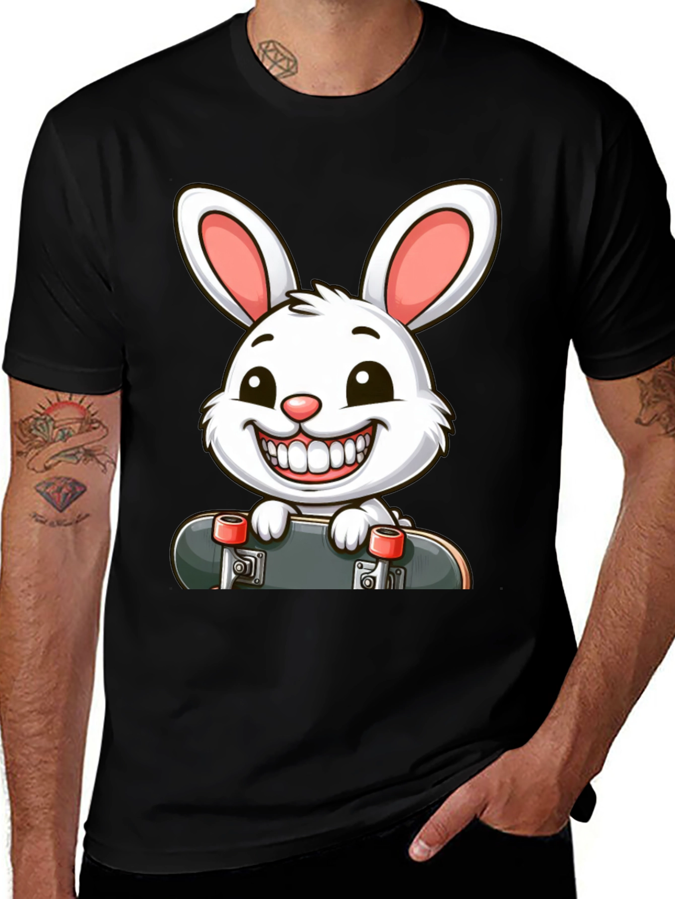 Rabbit Skateboard Graphic T-Shirt