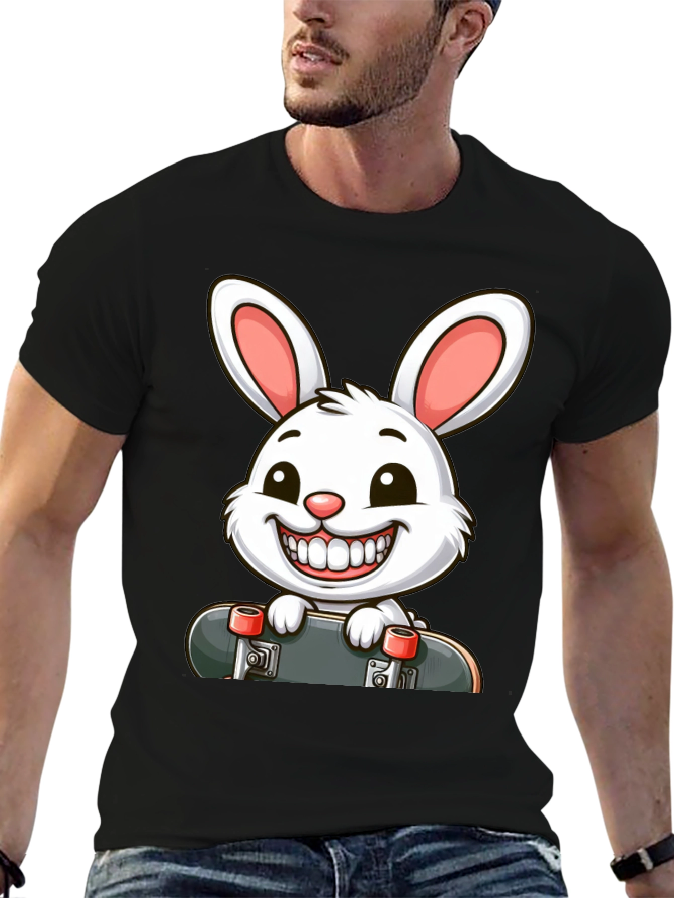 Rabbit Skateboard Graphic T-Shirt