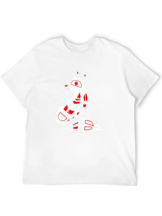 Tribal Fox Graphic Tee - Black Cotton Comfort